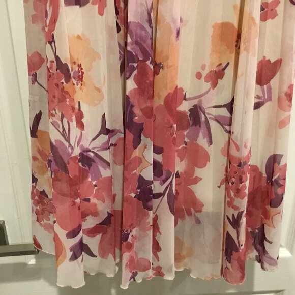 Zara Floral Chiffon Maxi Skirt – Pleated, Blush Pink Boho Beauty Size M - Picture 4 of 6